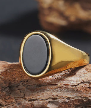 Unisex Vintage Ringen van Roestvrij Staal met Natuursteen (Onyx, Tijgeroog, Lapis Lazuli)