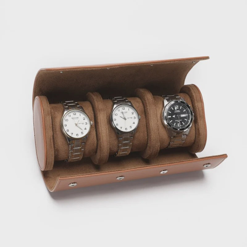 Luxe Leren Horlogerolle – Opvouwbare Opbergdoos voor 1, 2 of 3 Horloges