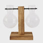 Glazen Vaas met Houten Standaard - Hydroponische Plantenbak voor Bureau & Tafel