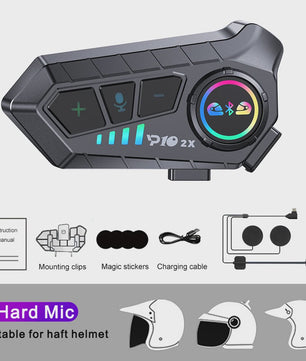 Motorhelm Intercom Systeem - Bluetooth 5.3 Headset voor 2 Motorrijders - 300M Bereik, Waterdicht & Muziek Delen