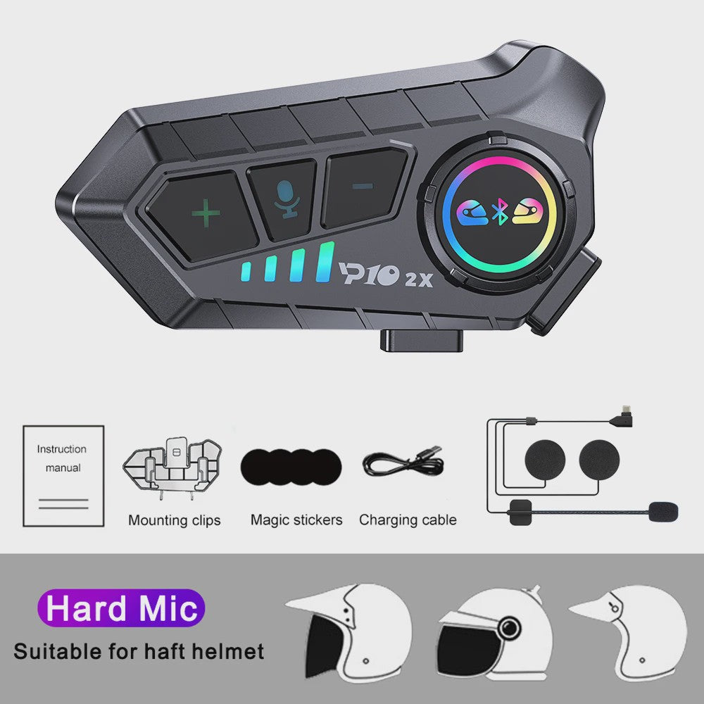 Motorhelm Intercom Systeem - Bluetooth 5.3 Headset voor 2 Motorrijders - 300M Bereik, Waterdicht & Muziek Delen