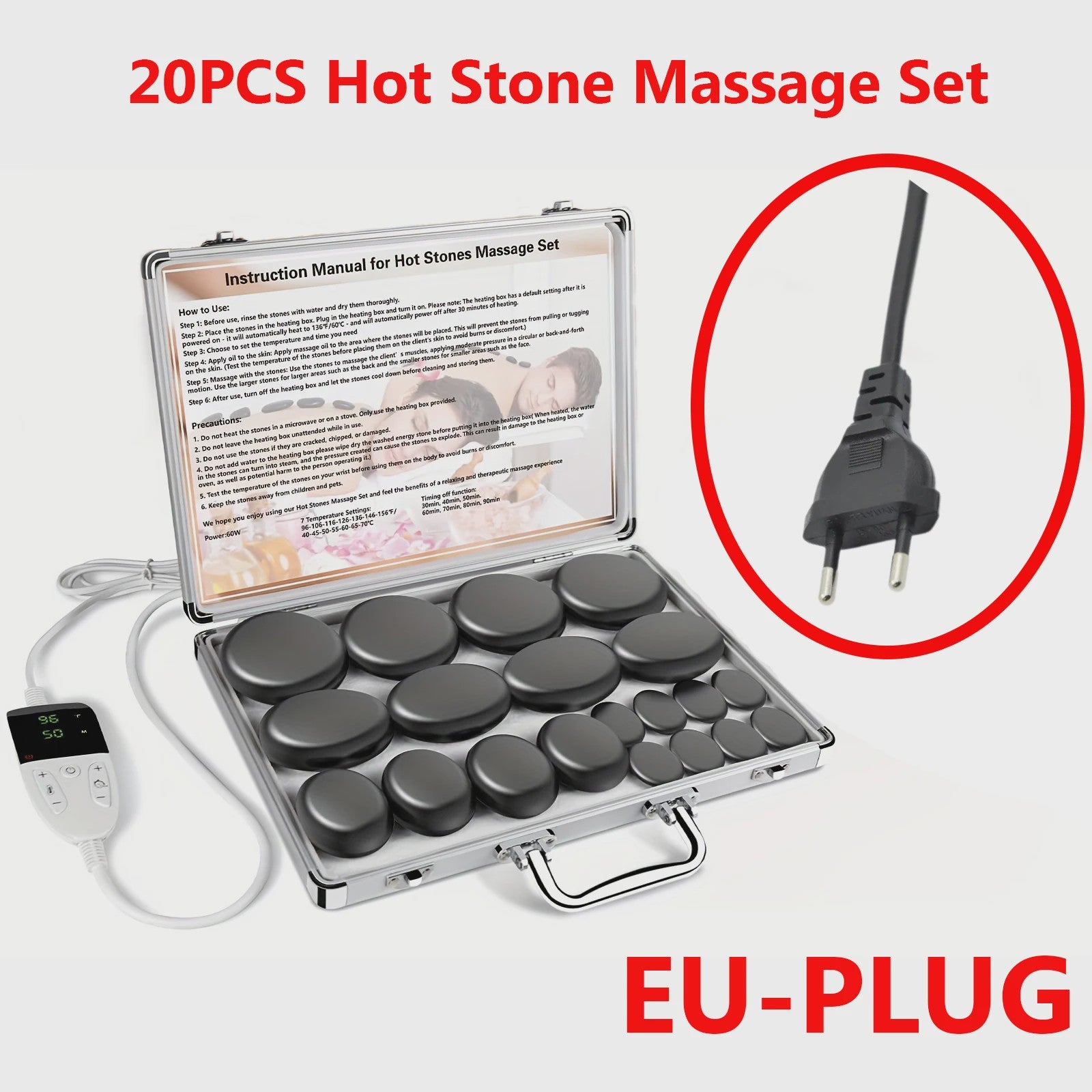 Hot Stone Massage Set met Verwarmer en Temperatuurregeling - Professionele Spa Tool