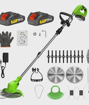 Krachtige 21V Accu Grastrimmer 15000RPM - Inklapbaar, met 5 Bladen & Makita 18V Batterij Compatibel - Snoerloze Bosmaaier & Onkruidtrimmer