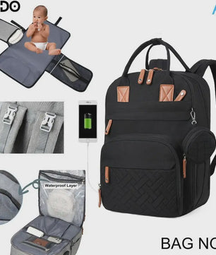 Multifunctionele Luiertas Rugzak Baby Essentials Waterdicht met Verschoonstation & Kinderwagenhaken