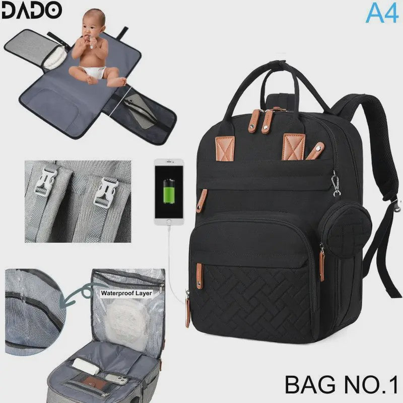 Multifunctionele Luiertas Rugzak Baby Essentials Waterdicht met Verschoonstation & Kinderwagenhaken