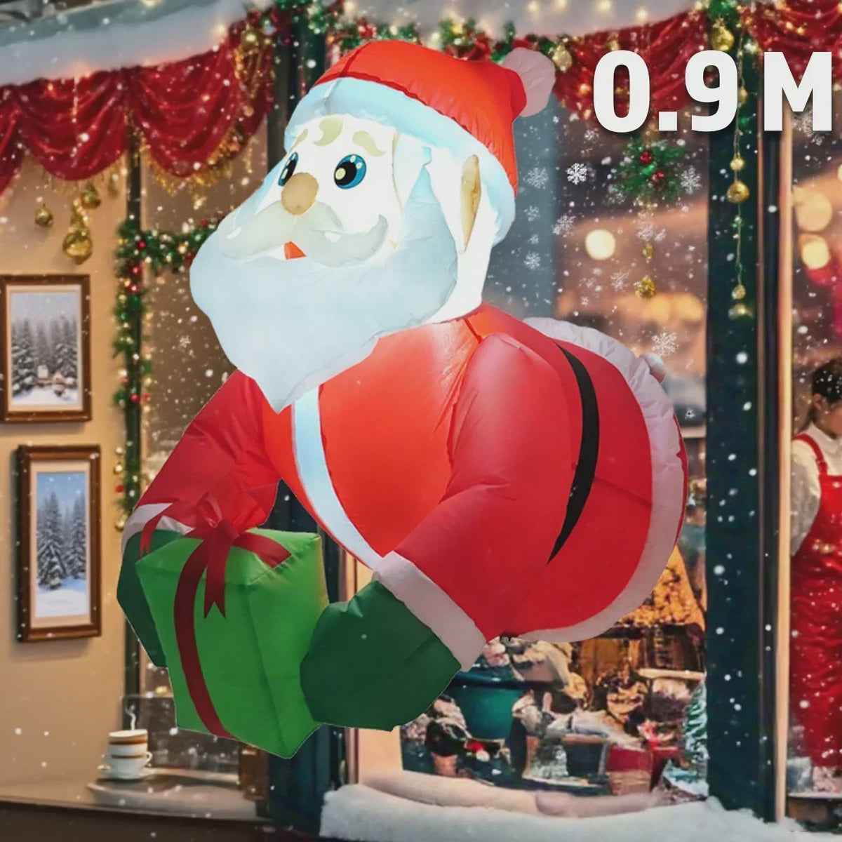 Opblaasbare Kerstman 1.5M - Feestelijke Tuindecoratie met LED Verlichting