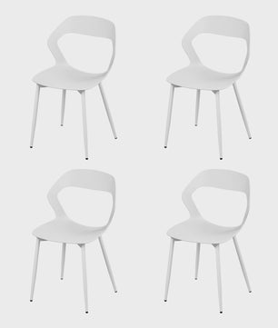 Set van 4 Moderne Eetkamerstoelen - PP Zitting & Metalen Poten - Ergonomisch Design