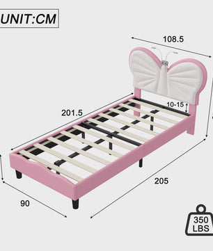 Anajqaqia Kinderbed met Vlinder Design, 90x200cm, Inclusief Nachtlampje