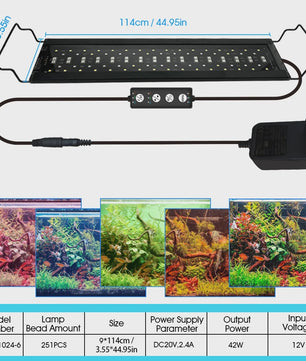 LED Aquarium Verlichting met Timer & Instelbare Helderheid - Full Spectrum, Verstelbaar
