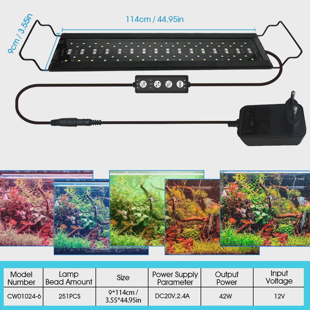 LED Aquarium Verlichting met Timer & Instelbare Helderheid - Full Spectrum, Verstelbaar