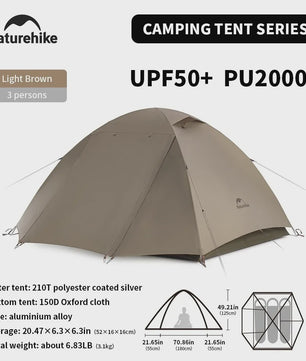 Naturehike Cloud River 2-3 Persoons Tent: Lichtgewicht, Waterdicht & UV-beschermend Kampeeravontuur