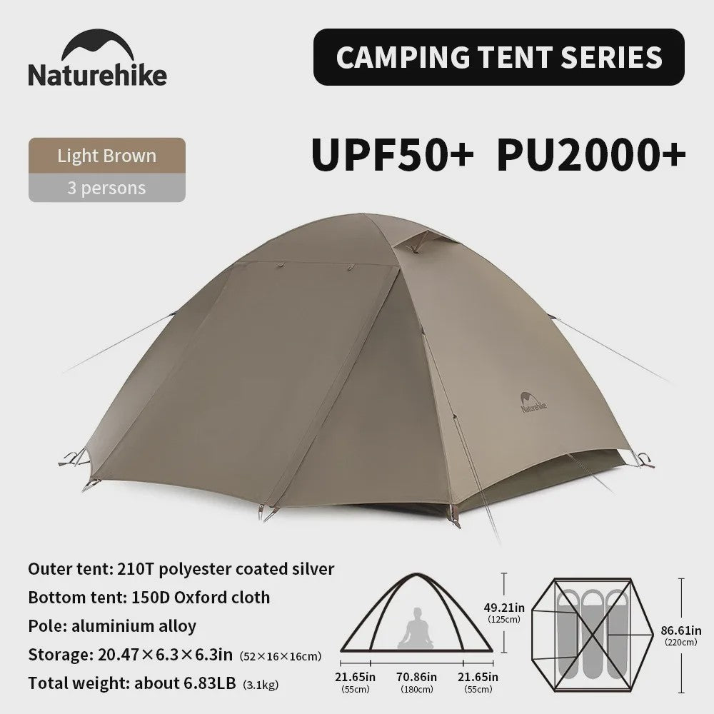 Naturehike Cloud River 2-3 Persoons Tent: Lichtgewicht, Waterdicht & UV-beschermend Kampeeravontuur