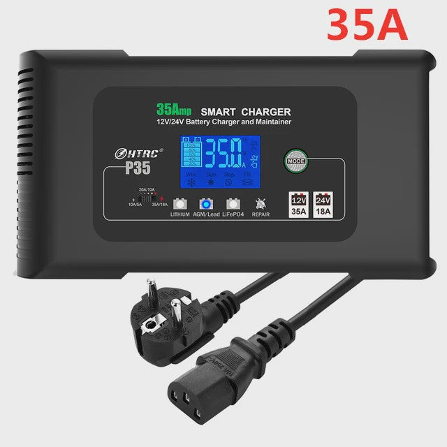 HTRC Slimme Acculader 12V/24V - Automatisch Laden & Reparatie voor Auto, Motor, LiFePO4, AGM