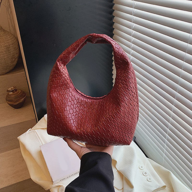 Dames Hobo Schoudertas van Zacht PU Leer - Woven Embossed Design