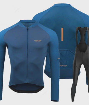 Heren Fietsset Lange Mouw Jersey met Bib Pants - Ademend en Comfortabel