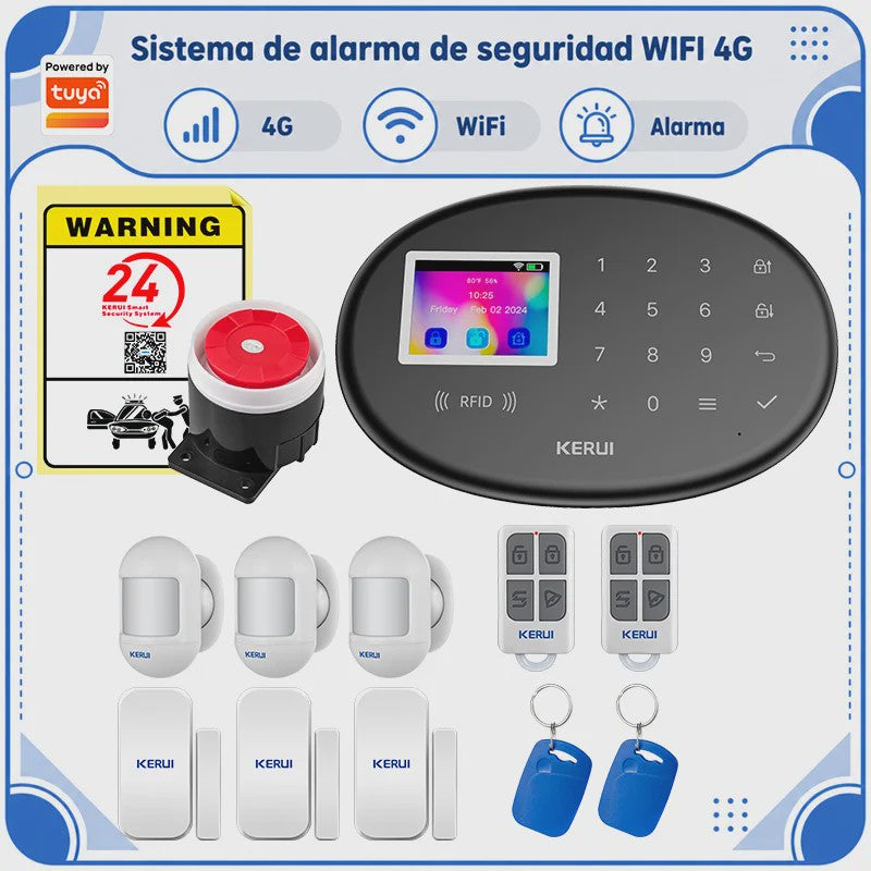 KERUI W20 WiFi GSM Alarmsysteem met Tuya Smart App - Draadloze Home Security Kit