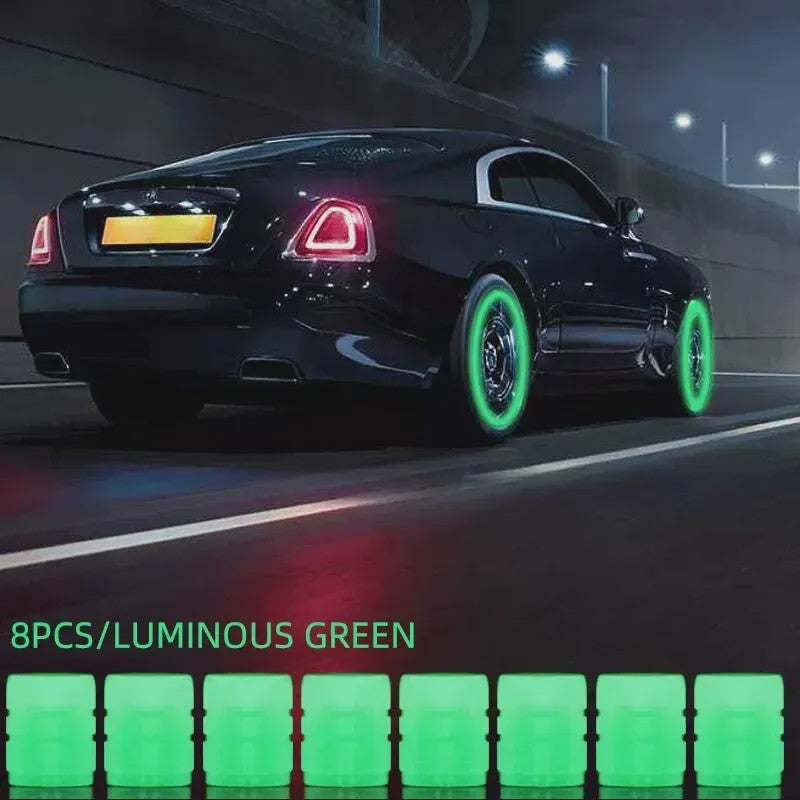 8x Lichtgevende Ventieldopjes voor Auto, Motor & Fiets - Nachtelijk Glow Effect