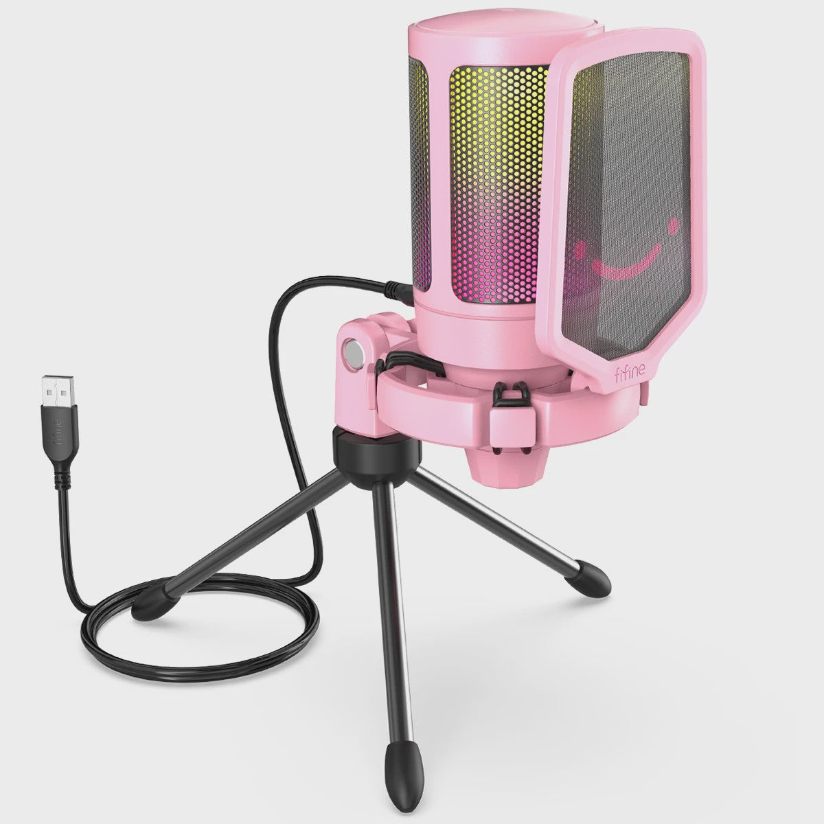FIFINE A6V USB Microfoon voor Gaming & Streaming met RGB, Popfilter en Shock Mount