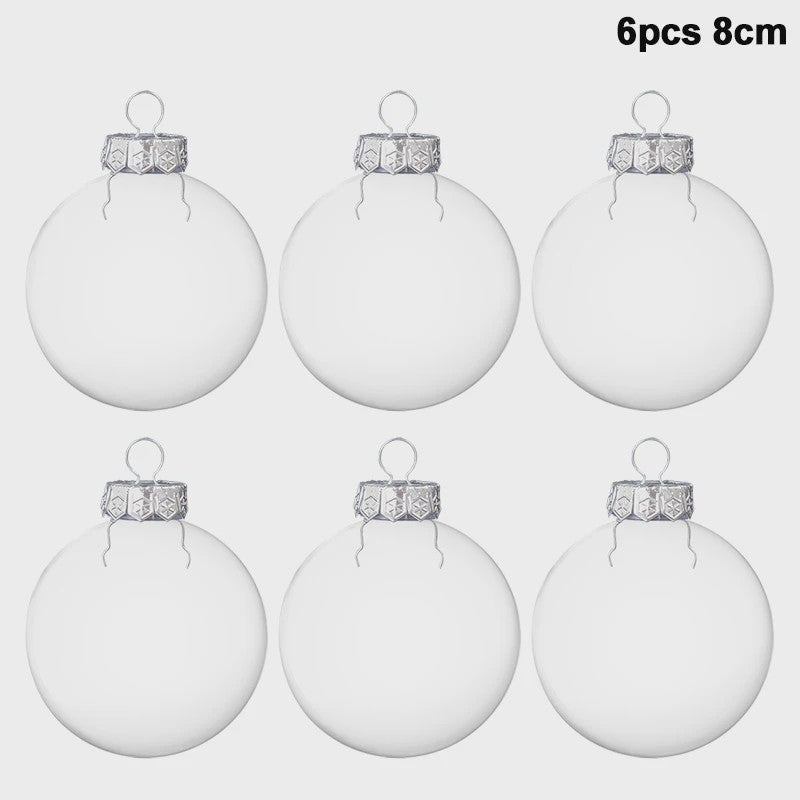 Set van 6 Transparante Kerstballen - Vulbaar & Ophangbaar - Decoratie & Cadeau