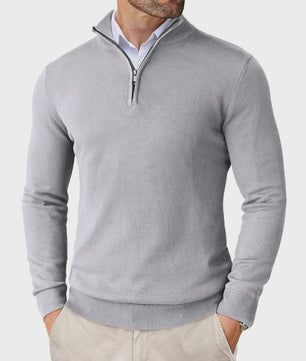 Heren Gebreide Pullover met Ritskraag - Slim Fit Lichtgewicht Casual Sweater