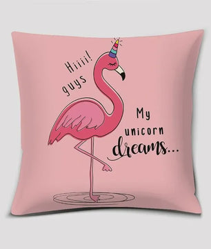 Vrolijke Flamingo Kussenhoes Vierkant - Decoratie voor Bank & Auto