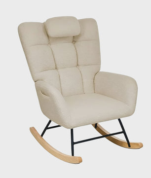 Comfortabele Schommelstoel met Hoge Rug, Gevoerde Zitting en Fleece Stof - Ideaal voor Woonkamer, Slaapkamer & Kinderkamer