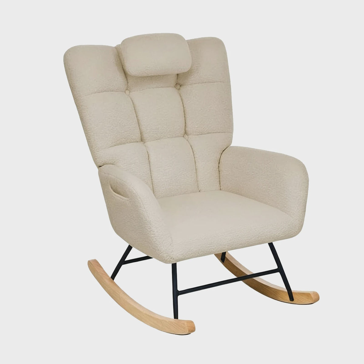Comfortabele Schommelstoel met Hoge Rug, Gevoerde Zitting en Fleece Stof - Ideaal voor Woonkamer, Slaapkamer & Kinderkamer