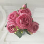 Roze Zijden Pioen Kunstboeket 30cm - 5 Grote Bloemen & 4 Knopen voor Decoratie