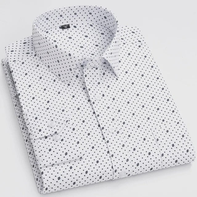 Herenshirt Lange Mouw - Stijlvol Casual & Zakelijk, Print & Streep, All-Season Top