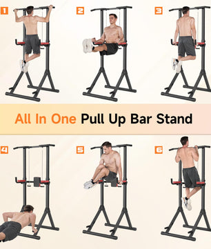 pvouwbare Power Tower Dip Station – In Hoogte Verstelbare Multifunctionele Krachtstation met Max. 150 kg Draagvermogen