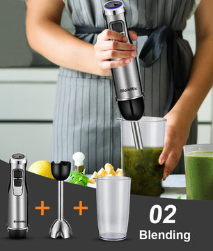 4-in-1 Staafmixer 1200W met Hakmolen en Garde – Krachtig en Multifunctioneel