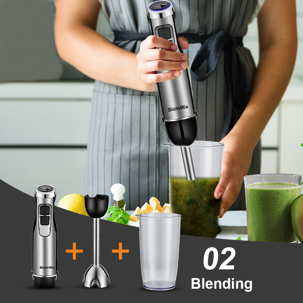 4-in-1 Staafmixer 1200W met Hakmolen en Garde – Krachtig en Multifunctioneel