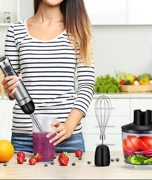 4-in-1 Staafmixer 1200W met Hakmolen en Garde – Krachtig en Multifunctioneel