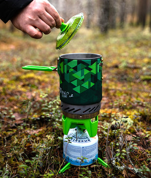 Draagbaar Camping Kooksysteem – Gasfornuis met Warmtewisselaar en Opvouwbare Pan voor Outdoor Gebruik
