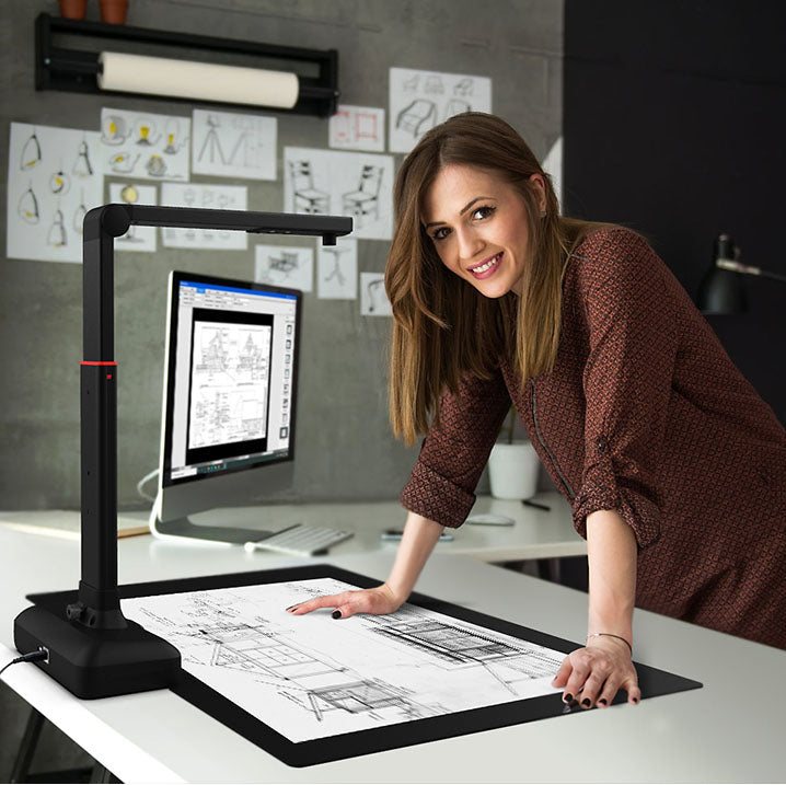 Grootformaat Documentenscanner A2/A3 – 23MP Hoge Resolutie met OCR en Automatische Pagina-Afvlakking