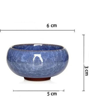 Set van 6 Porseleinen Theekopjes – Chinese Kung Fu Theeset met Crackle Glazuur