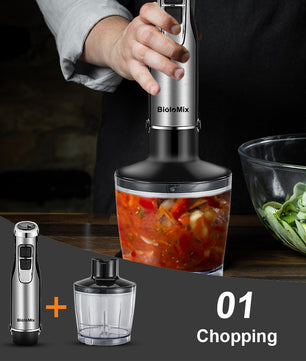 4-in-1 Staafmixer 1200W met Hakmolen en Garde – Krachtig en Multifunctioneel
