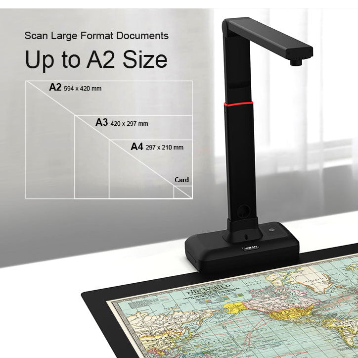 Grootformaat Documentenscanner A2/A3 – 23MP Hoge Resolutie met OCR en Automatische Pagina-Afvlakking