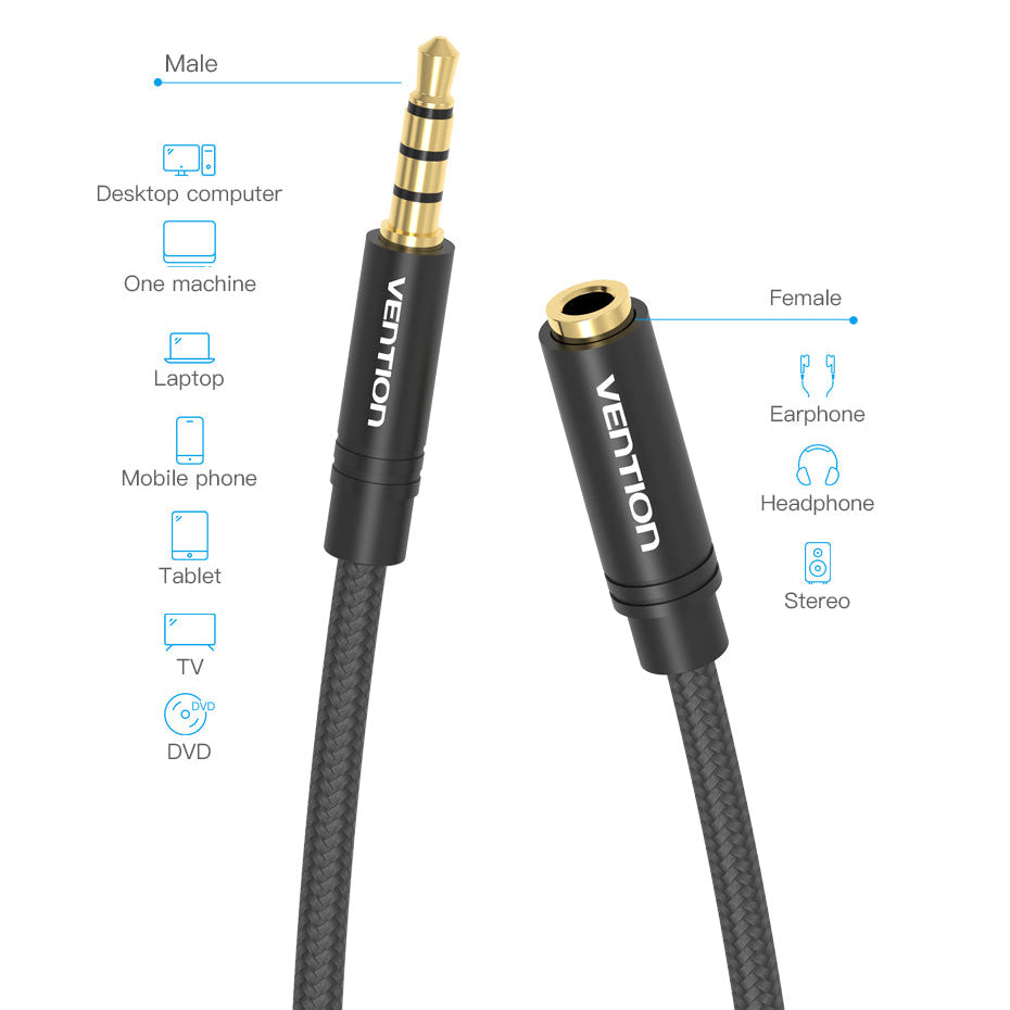 3.5mm AUX Verlengkabel – Hifi Jack Audio Verlenging voor Koptelefoon en Auto