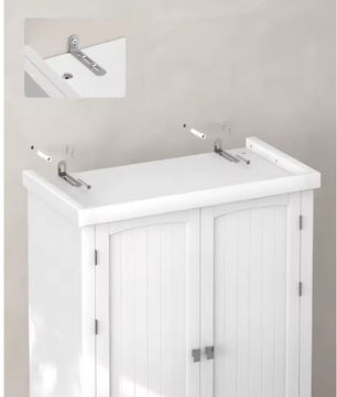Witte Keukenkast met Lade, Deurvakken en Verstelbare Planken – 76×40×182 cm