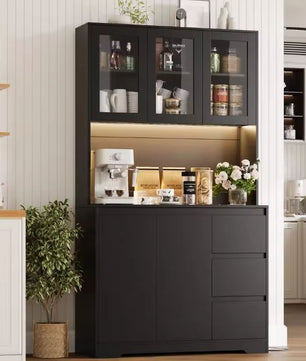 Keukenbuffetkast met LED, Lades en Stopcontact – 180 cm Hoog