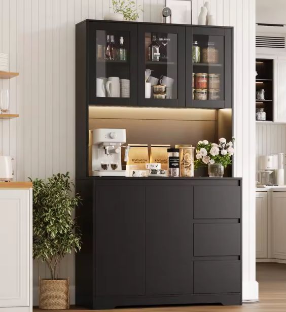 Keukenbuffetkast met LED, Lades en Stopcontact – 180 cm Hoog
