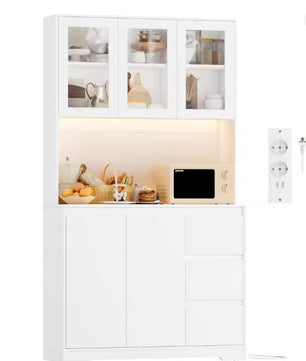 Keukenbuffetkast met LED, Lades en Stopcontact – 180 cm Hoog