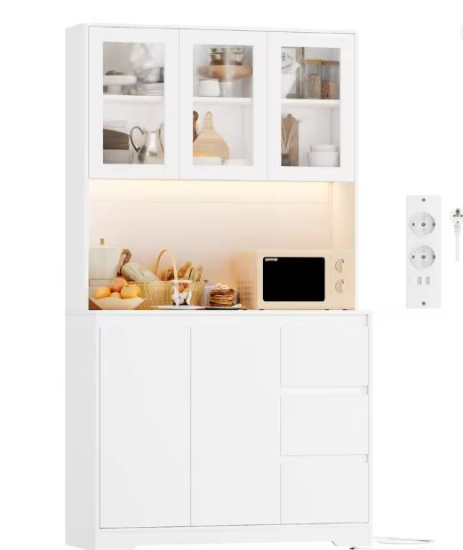 Keukenbuffetkast met LED, Lades en Stopcontact – 180 cm Hoog
