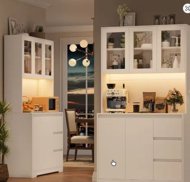 Keukenbuffetkast met LED, Lades en Stopcontact – 180 cm Hoog