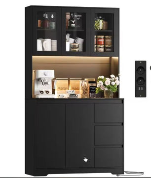 Keukenbuffetkast met LED, Lades en Stopcontact – 180 cm Hoog