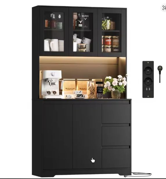 Keukenbuffetkast met LED, Lades en Stopcontact – 180 cm Hoog