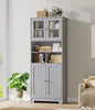 Hoge Badkamerkast met Glazen & Houten Deuren – 147,5 cm