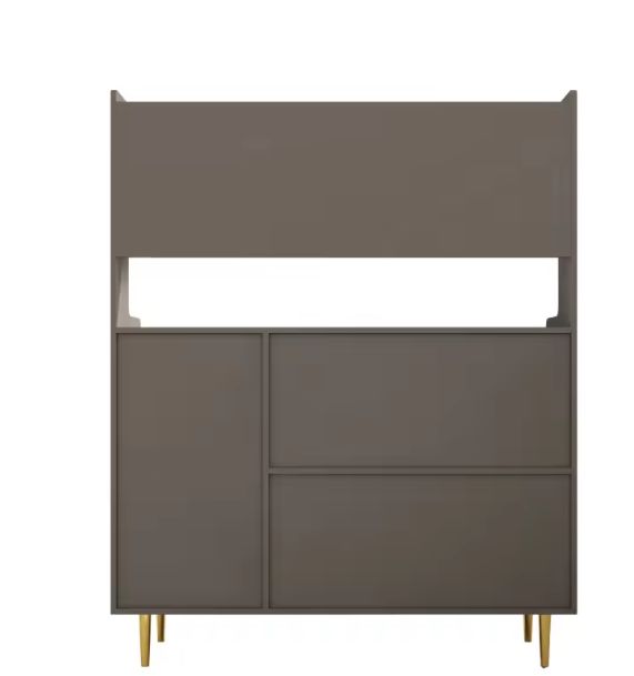 Grijs Keukendressoir met Open Planken & Gouden Poten – 151 cm