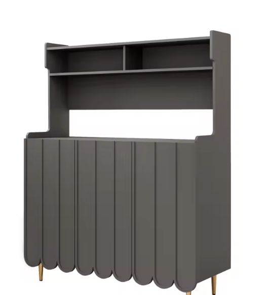 Grijs Keukendressoir met Open Planken & Gouden Poten – 151 cm